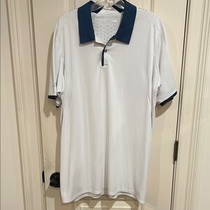 Adidas Men's Climachill White and Blue Polo Shirt